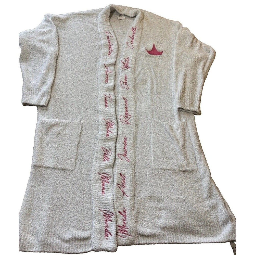 Disney Princess Cozy Terry Robe Pink Embroidered Princess Signatures Size M